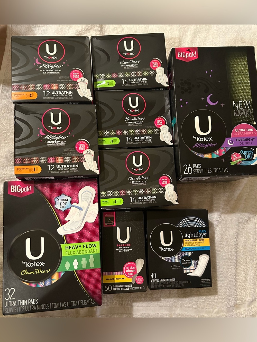U by Kotex Clean Wear Huge Lot of Feminine Pads 200+ (No Bundles)
